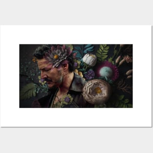Pedro Pascal Covered in Blooms Posters and Art